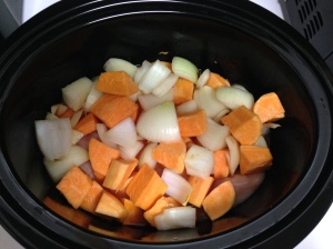 Chop all ingredients (except for chicken) and throw everything in the slow cooker (minus the kale). THAT'S IT!