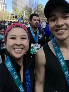 This was the only picture I was capable of taking right after the half. This was after 50 feet of Joseph half-carrying me after the finish line when I realized, "Oh let's take a picture!" 