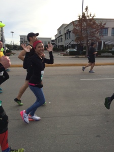 A shot of me waving to Katie and Jay at mile 6! THANKS FOR CHEERING!