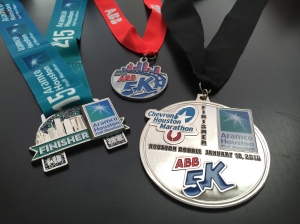 I'm a sucker for extra medals. ABB 5K, Aramco Half, and the double medal. Boom.